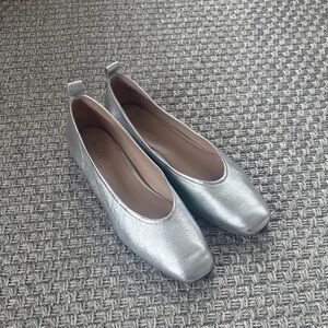 Silver Ballet Flats